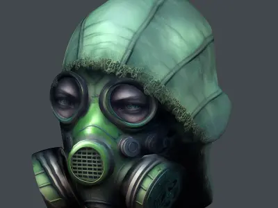 Gas mask helmet scifi Low-poly character art game space Low-poly 3D model get