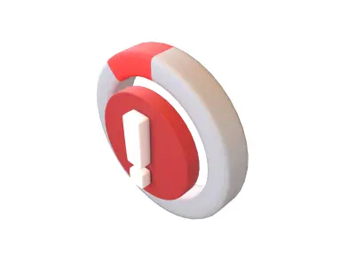 Battery Circle with Exclamation Mark Symbol v1 009 Low-poly 3D model