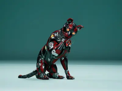 Sci-Fi Cat Low-poly 3D model