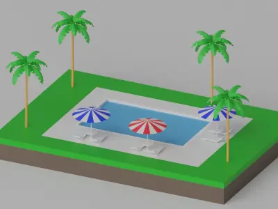 Cartoon Swimming Pool 3D model