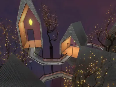 G0020 VR Virtual Reality space Mysterious Lights Low-poly 3D model