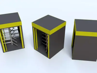 Construction Site Access Cabin   Turnstile Entry Low-poly 3D model