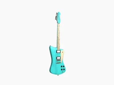 Electric Guitar G04 Light Blue - Music Instrument Design Low-poly 3D model