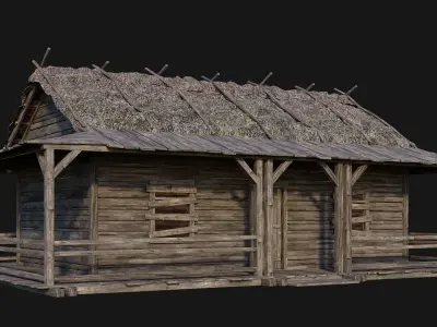 213-214-215-216 Old Medieval Houses Pack 4K Textures Low-poly 3D model