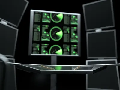 Sci-Fi Spaceship Control Center Low-poly 3D model