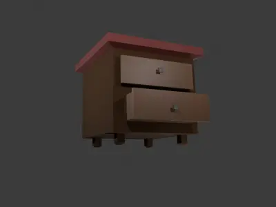 3 Bedroom Furniture Models  Nightstand Dresser Wardrobe  Lowpoly Low-poly 3D model