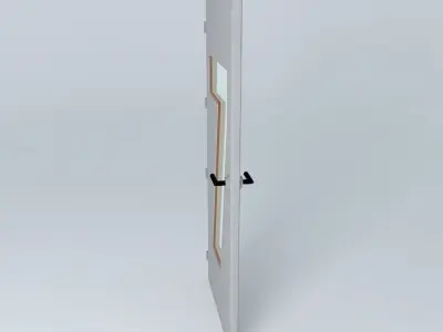 Wording 7 3D door very detail with glass  lock and hinger Free 3D model