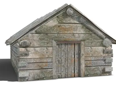 Wooden old raw cellar da1 Low-poly 3D model