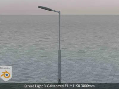 Street Light 3 Galvanized F1 M1 K0 3000mm Low-poly 3D model