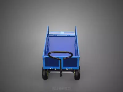 GARBAGE RUBBISH TRASH TRAILER CART WAGON WHEELBARROW BIN TRUCK 4 3D model