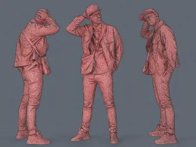 Urban contemplation Man in a beige outfit 3D model