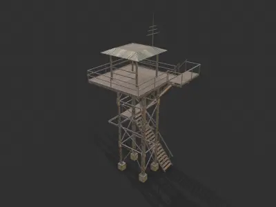 Watchtowers fire tower Low-poly 3D model