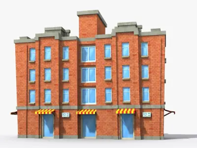Cartoon Building x26 Low-poly 3D model