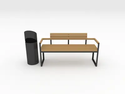 Bench Park 27 Low-poly 3D model