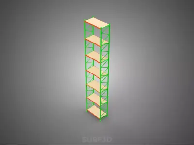 TOWER RACK UPRIGHT VERTICAL WOOD METAL WAREHOUSE SHELVES STORAGE 3D model