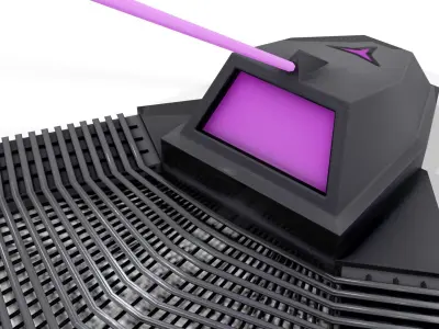 Portal spaceship with lights Low-poly 3D model