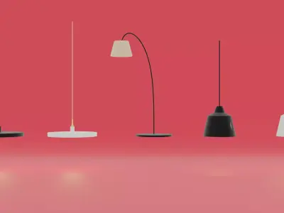 Lamp Set 3D model different lamps Free 3D model