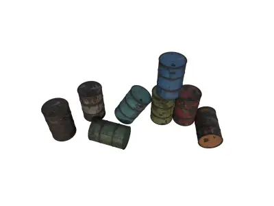 Barrels Pack Low-poly 3D model