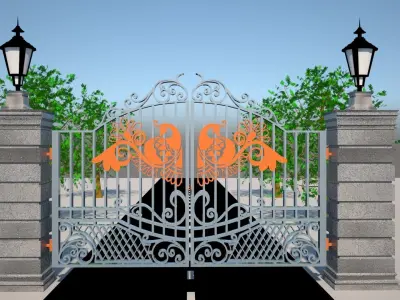 3d model wrought iron gate 3D model