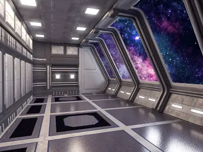 modular spaceship interior Low-poly 3D model