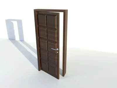 Doors Wood and Glass Low-poly 3D model