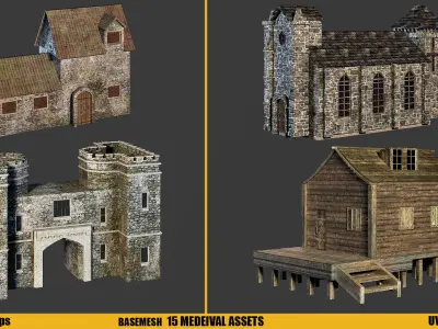 MEDIEVAL ASSETS Vol 2 Basemesh 4kTextures Low-poly 3D model