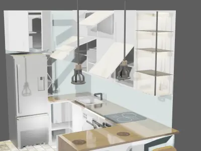 Kuchania refrigerator with glass door Low-poly 3D model