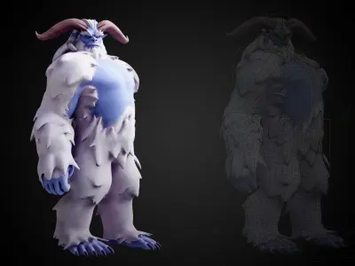 Yeti - Rigged Stylized Creature 3D Model for Blender Low-poly 3D model