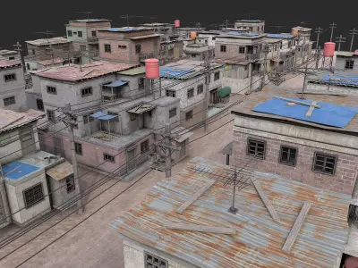 Favela Slum City Houses Huts Shelter Low-poly 3D model