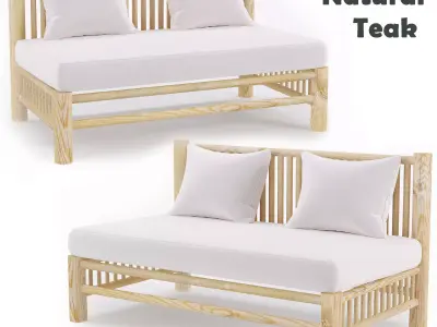 sofa natural teak 3D model