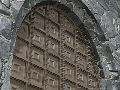 Medieval Wooden Door Low Poly Low-poly 3D model