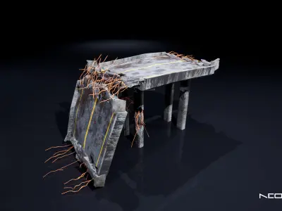 Post Apocalyptic Broken Highways Low-poly 3D model