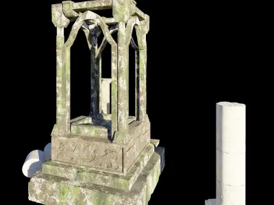Medieval Broken Alter Low-poly 3D model