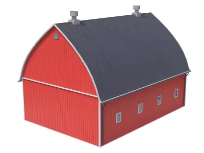 Red Farm Barn 24 PBR Low-poly 3D model