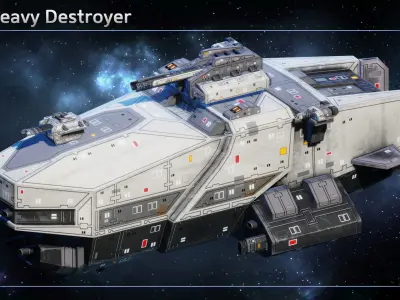 Spaceship Destroyers Low-poly 3D model