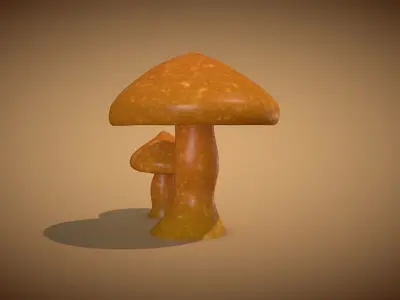 Mushroom 1 two mushrooms Low-poly 3D model