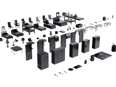 Low-Poly Furniture and Decor Pack - 74 Models Low-poly 3D model