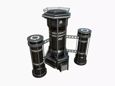SciFi Facility A09 Dark Metal - Sci Fi Exterior Design Low-poly 3D model