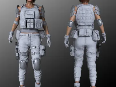 Female Soldier 1 Low-poly 3D model