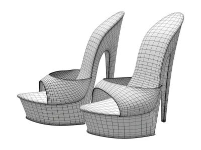 High Heel Mules Low-poly 3D model