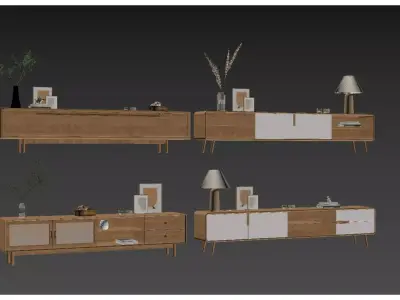 Nordic-style TV cabinet Low-poly 3D model