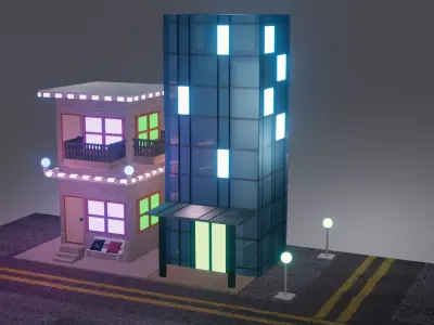 city at night 3D print model