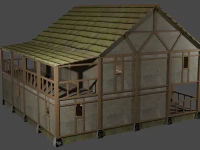 Enterable Medieval Village Building Pack Low-poly 3D model