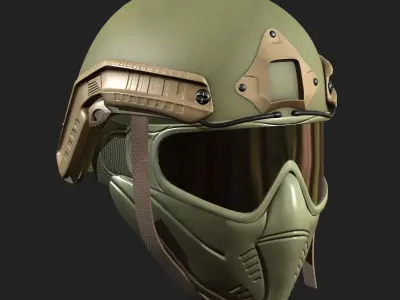 Helmet mask scifi military combat 3d model low poly  Low-poly 3D model