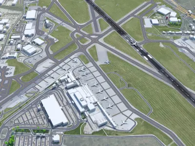 Aberdeen Airport 10km Low-poly 3D model