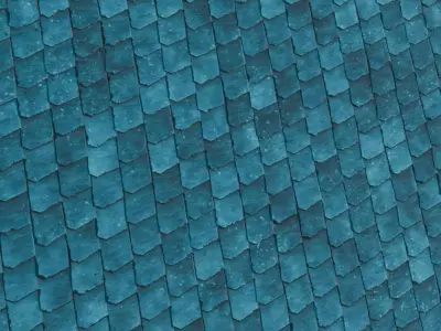 Green Teal Mosaic Fan Scale Ceramic Tiles PBR Seamless Texture