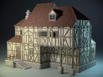Medieval House 01 Game Ready Low-poly 3D model