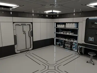 Cyberpunk Weapon Lounge Room Low-poly 3D model
