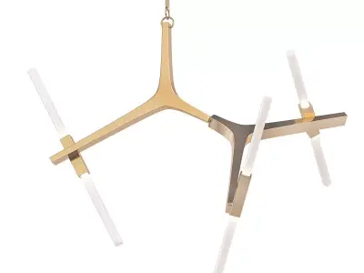 Agnes modern chandelier with brass and lights 3D model