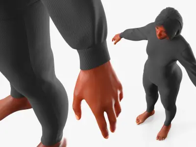  Female Wearing Slim Fit Underwear Suit Black Fur 